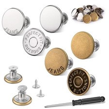 18 Pcs Button Pins for Loose Jeans, 17 mm No-Sew Replacement Buttons Pins for