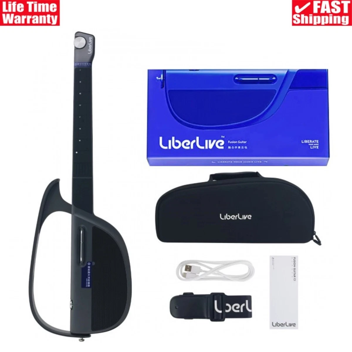 LiberLive Fusion Guitar C1 ケース付き Secondhand Unpacked LiberLive C1 Fusion Stringless Guitar with