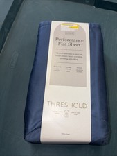 Threshold Queen Size 400 Thread Count Performance Flat Sheet - Metallic Blue