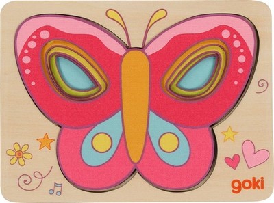 Goki - Goki Houten Lagenpuzzel Vlinder 5st. (US IMPORT) NEU