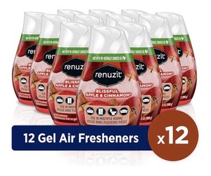 Renuzit Blissful Apple Cinnamon Gel Odor Eliminator Air Freshener 12 Pack 7 oz