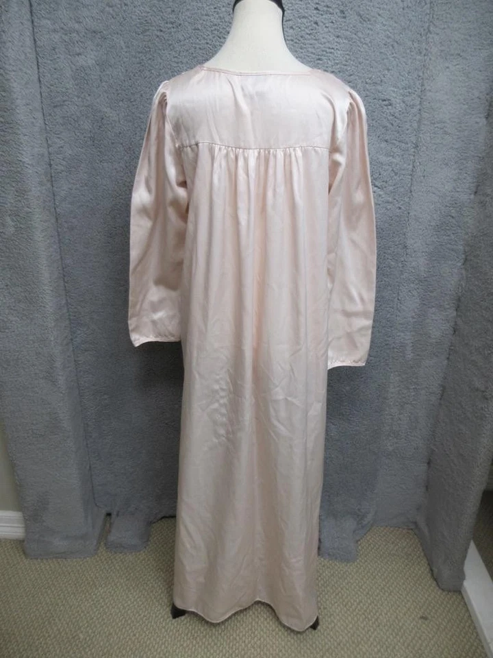 Camisón Natori vintage años 90 para mujer rosa mediano manga larga bordado encaje Foto 2 de 4