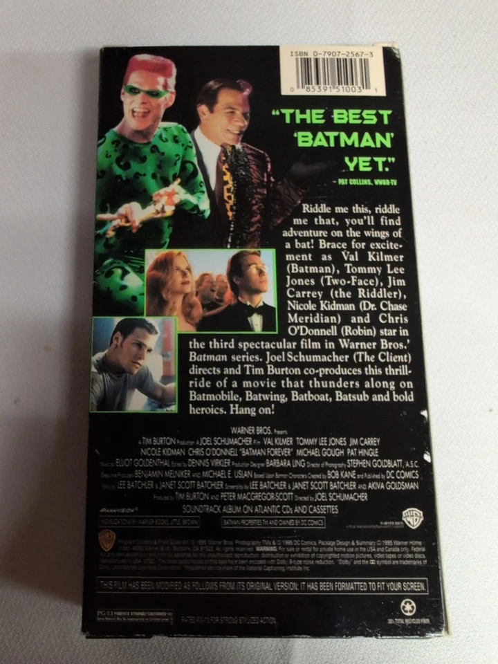 Batman Forever 1995 VHS Warner Home Video, Jim Carrey Foto 2 de 4