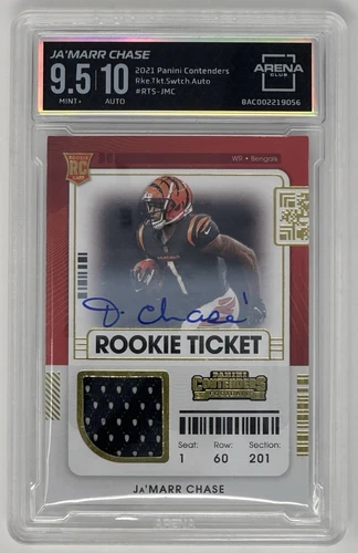 Ja’Marr Chase 2021 Panini Contenders RC Rookie Ticket Patch Auto Arena 9.5/10