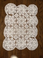 Vintage Crochet Doily Table Topper Runner 26  White