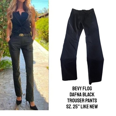 BEVY FLOG DAFNA BLACK PULL ON TROUSER PANTS IN HONEYCOMB GRID SZ. 25''