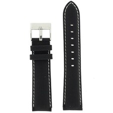 Watch Band Nylon Black Padded Water Resistant White Stitching 18mm - 24mm