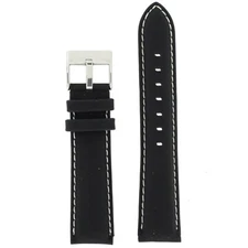 Watch Band Nylon Black Padded Water Resistant White Stitching 18mm - 24mm