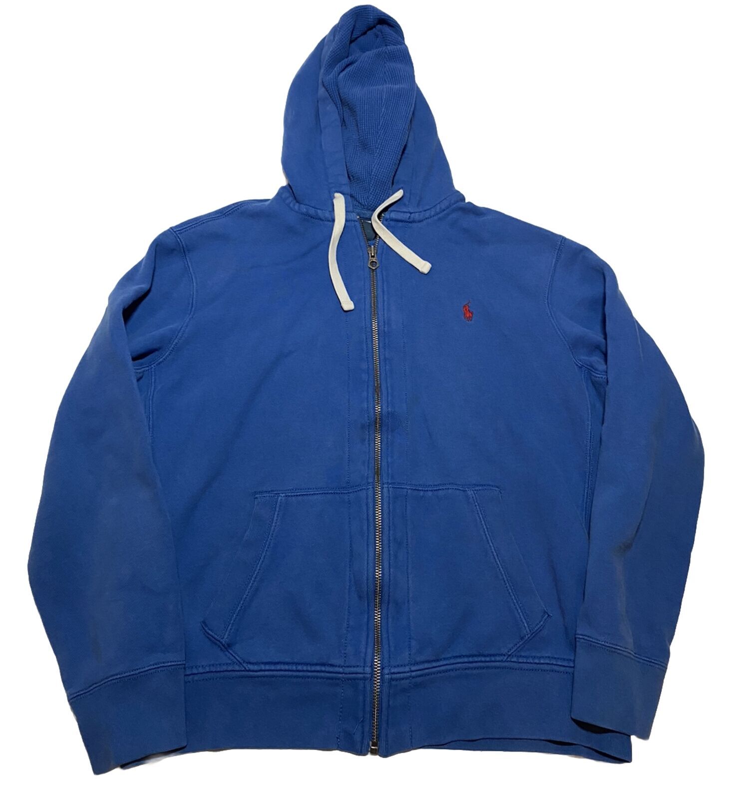 Polo uomo Ralph Lauren felpa con cappuccio blu waffle maglia termica full zip pony XL R5