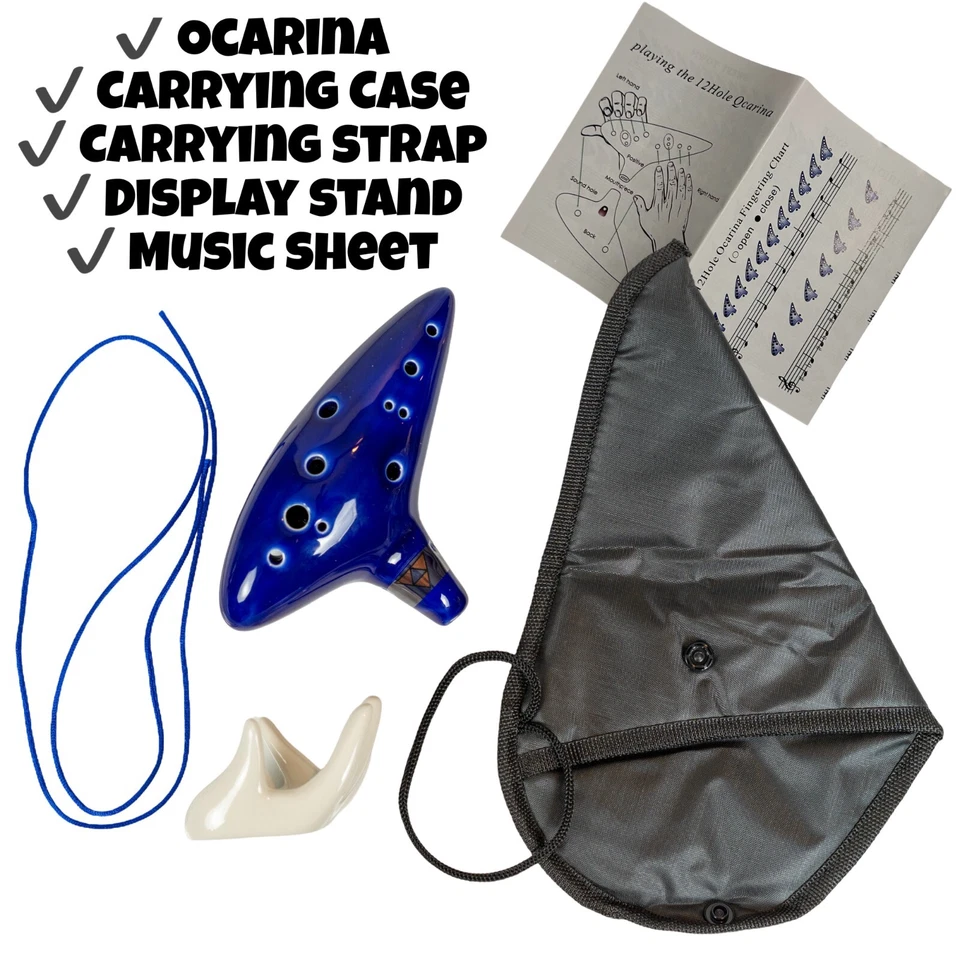 Instrumento Flauta Ocarina Musical 12 Agujeros Cerámica Alto C Legend of Zelda Ocarina Foto 3 de 4