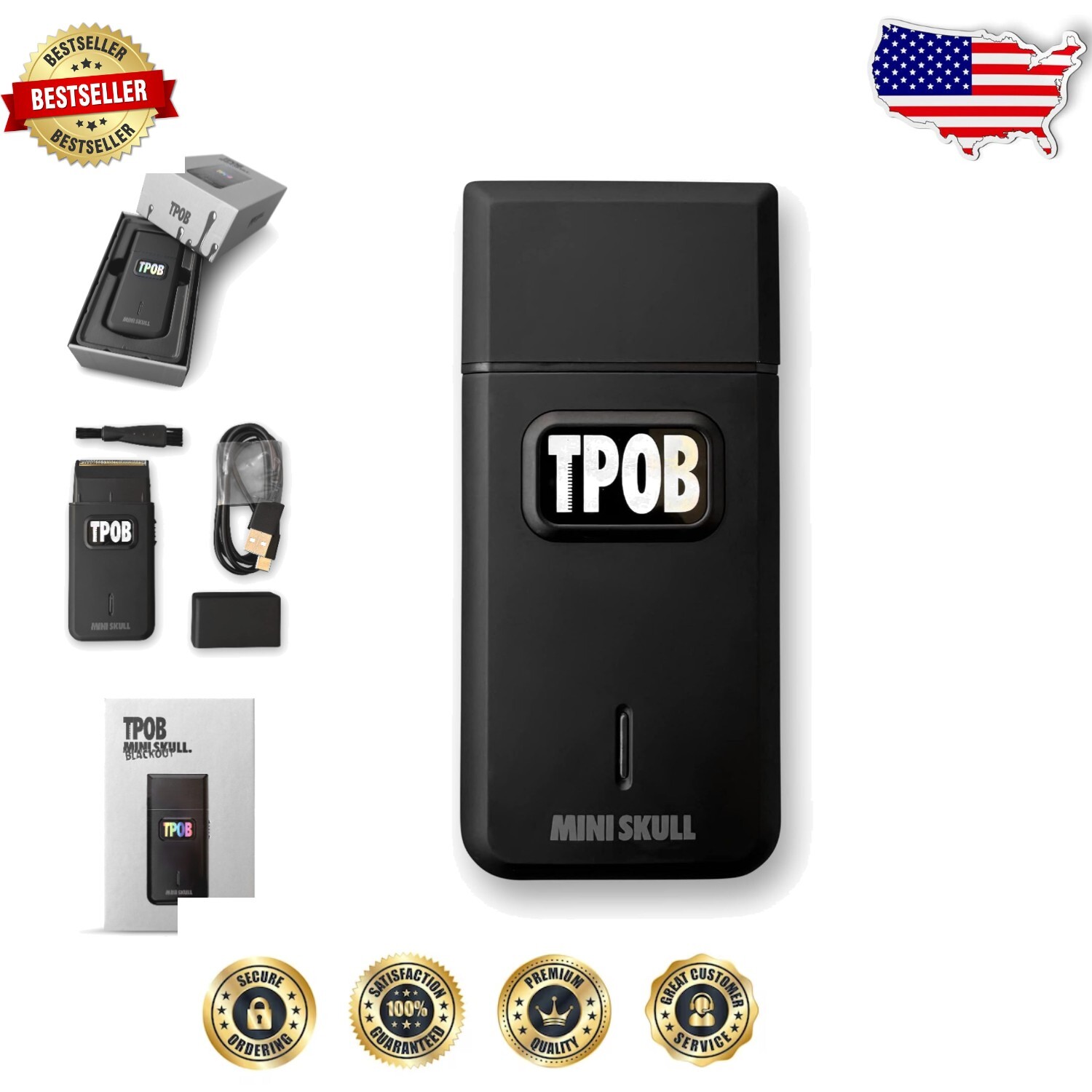 Portable Mini Skull Shaver with Turbo Power for Professional Home Grooming