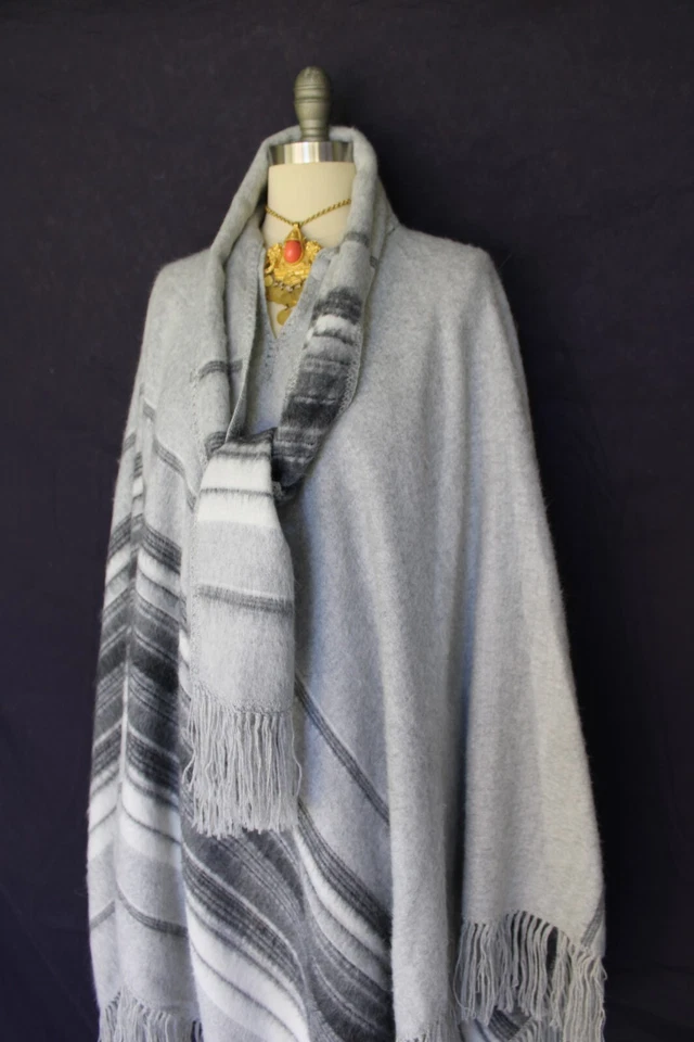 Poncho manta de comercio justo de alpaca vintage jersey peruano capa capa chaqueta Foto 3 de 4