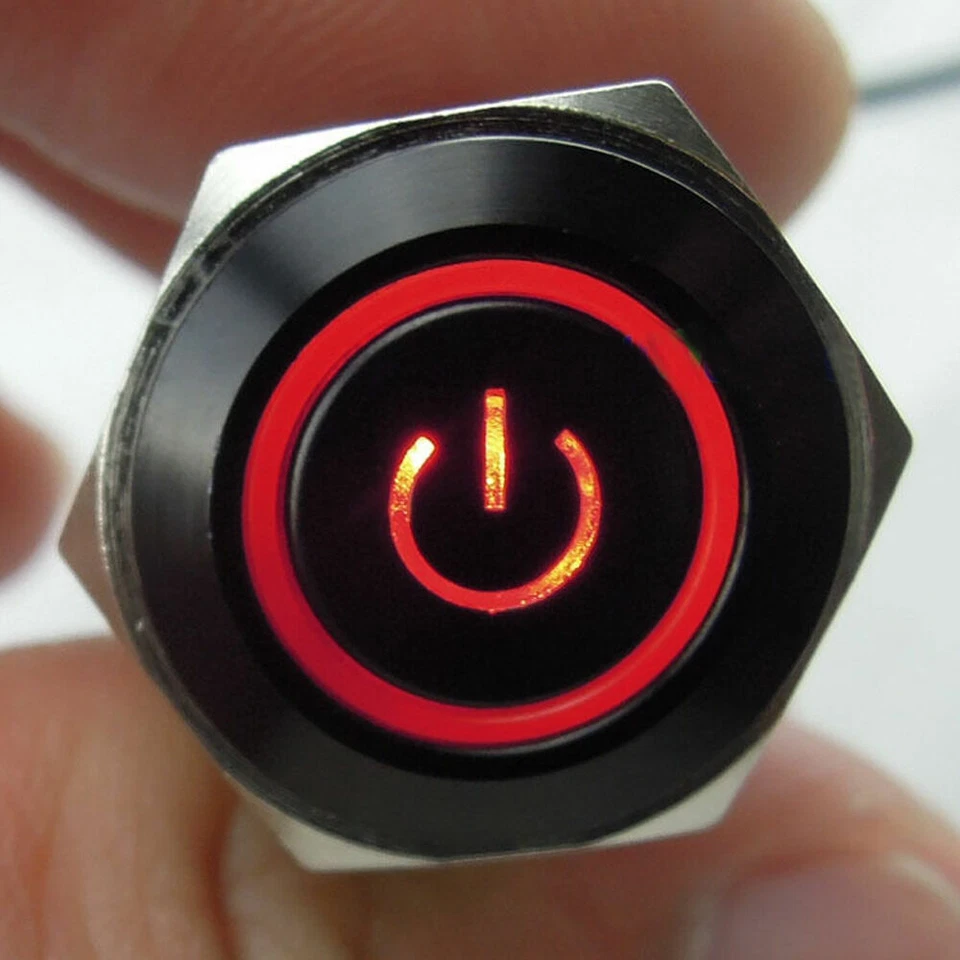 19mm 12V LED Interrupteur Poussoir Bouton Klaxon Voiture Electronique Switch - Photo 3/4