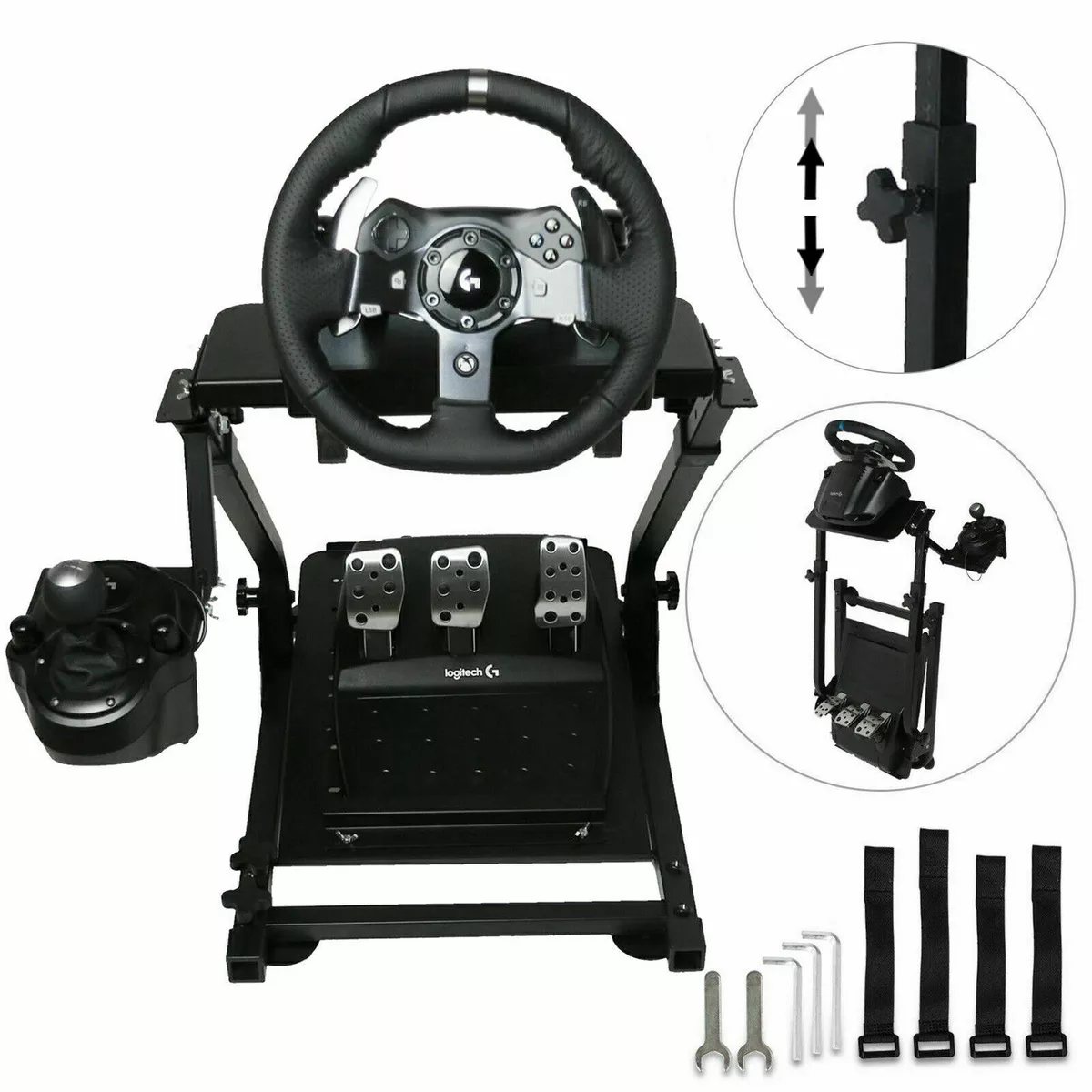 VEVOR Racing Steering Wheel Stand Cockpit with Real Racing Seat Simulator  Height Adjustable Fit for Logitech G25, G27, G29, G920 