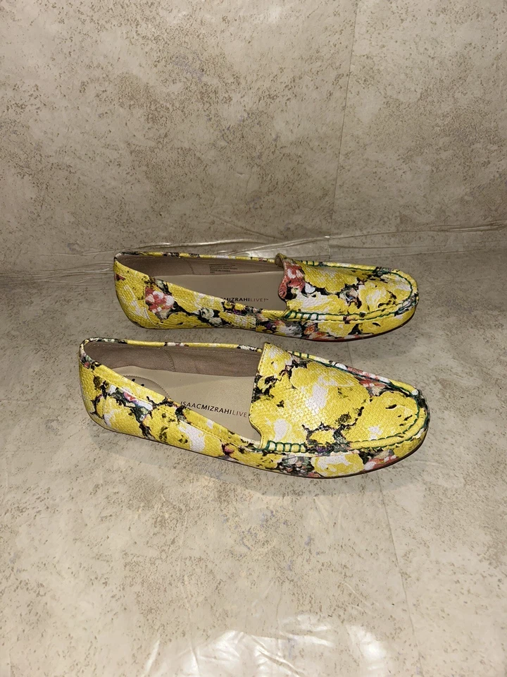 Кожаные мокасины Isaac Mizrahi Live Imangelica желтые с цветочным рисунком богемное без шнуровки размер 10 - Изображение 2 из 4