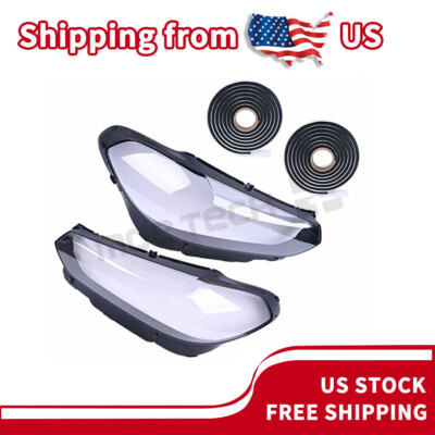 Left+Right Headlight Lens Clear Cover+Sealant For BMW X3 X4 2022-24 2Pcs