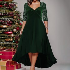 Plus Size Women's V-Neck Sequin Swing Dress Cocktail Evening Dresses Ball Gown