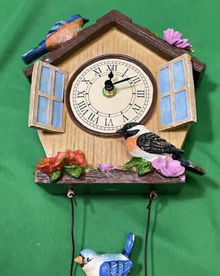 Hand-Painted Home Sweet Home Birds Wall Clock# 56436. | eBay