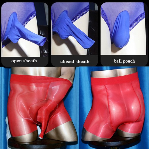 Collant uomo ultrasottile olio lucido collant guaina JJ aperto/chiuso intimo - Foto 6 di 26