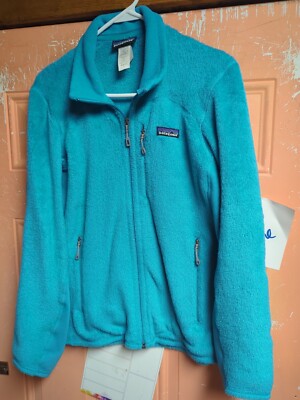 Patagonia Fleece Jacket Womens Large  Blue Regulator R Grid Polartec Full zip