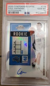 Cole Anthony 2020-21 Contenders Optic Rookie Ticket RC Auto Silver - PSA 10