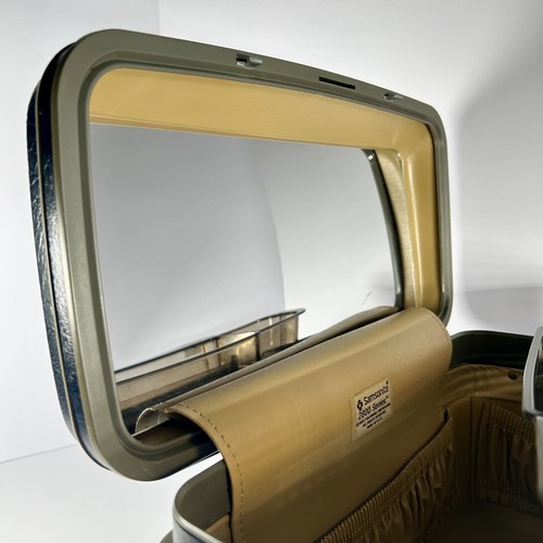 Vintage Samsonite 2800 Series Train Case Blue Hard Shell Makeup Vanity Luggage - Picture 9 of 14