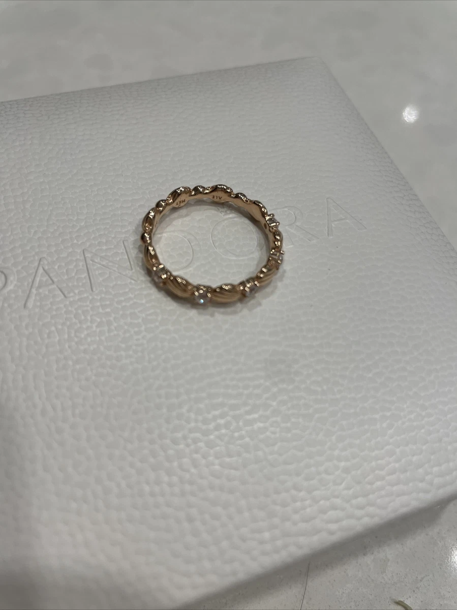 Pandora beaded seashell ring 14K Rose gold plated size 54 eBay