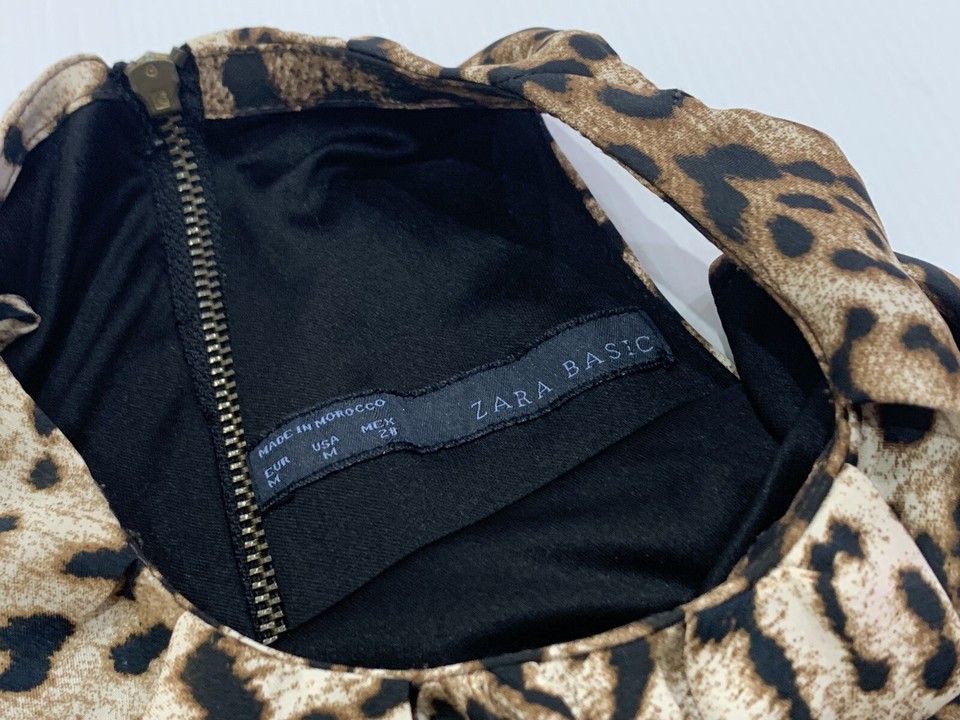 Ladies size M ZARA BASIC Animal Print Casual Lined DRESS High Neck