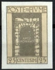 ✔️ FIUME 1923. 25C ARCO ROMANO NON PERFORÉ Sass 194f NON DANS CATALOGUE RARE !!!