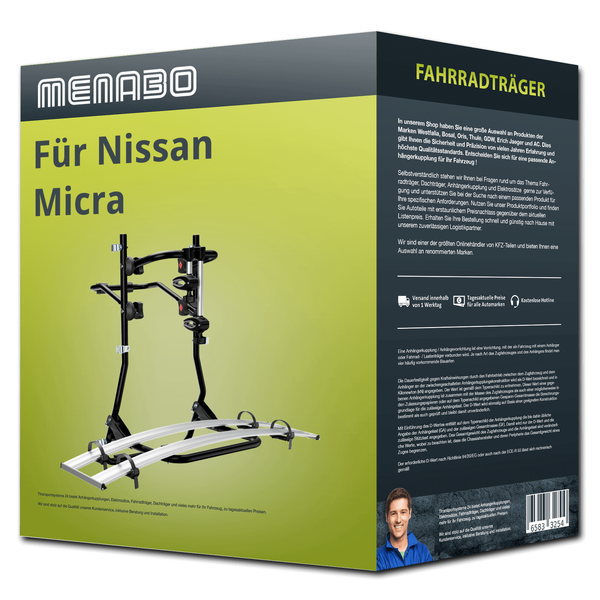 Menabo FahrradträGer Cobra Schwarz/Silber FüR Nissan Micra III K12 - 2 FahrräDer-image