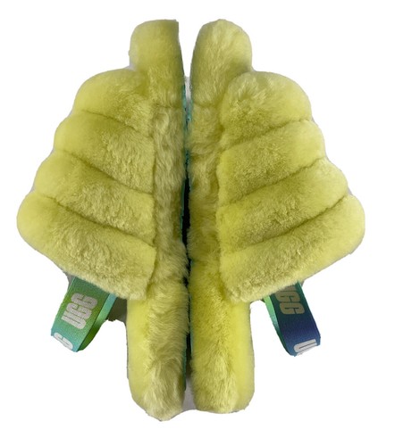 Sandalia Ugg Australia Yeah Pelusa Deslizante Amarilla Piel de Oveja Niñas 5 6 - Imagen 5 de 7