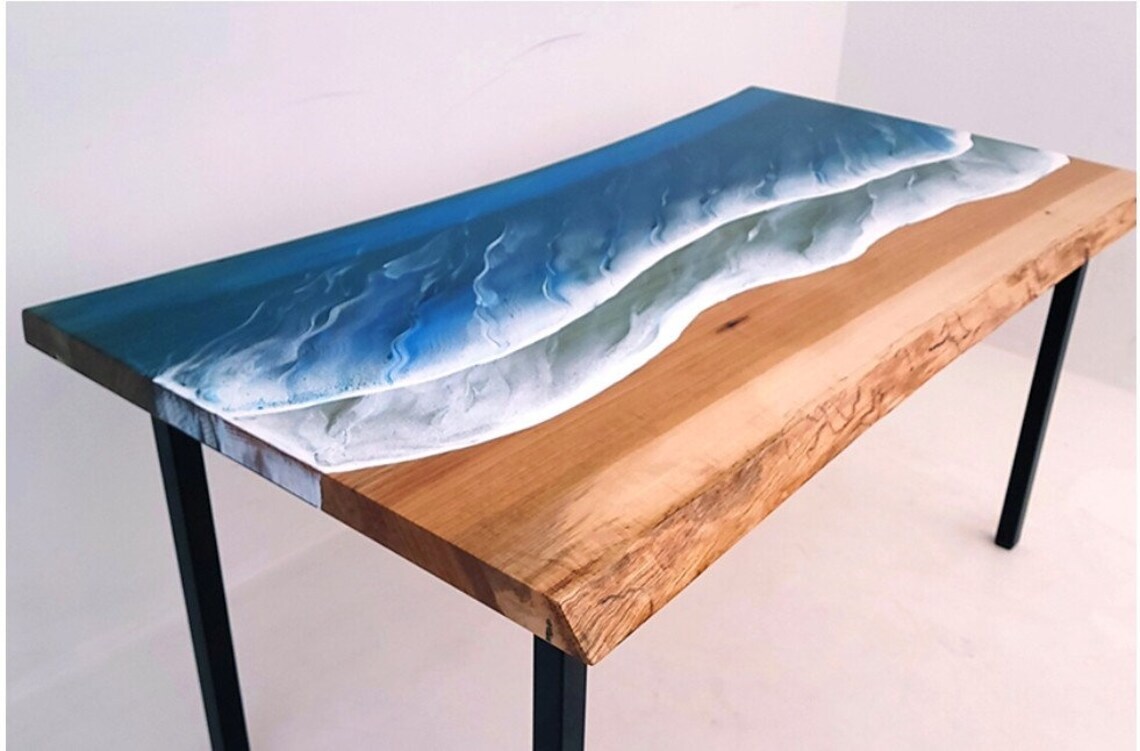 Made to Order Epoxy Resin Table, Custom Table, Ocean Design, Wood Art Resin slab