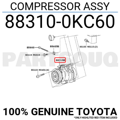 883100KC60 Genuine Toyota COMPRESSOR ASSY 88310-0KC60 | eBay