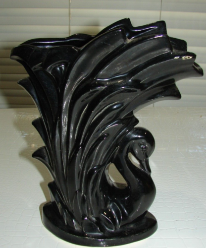 Vaso vintage McCoy Pottery 1940 ceramica cigno nero - Foto 1 di 6
