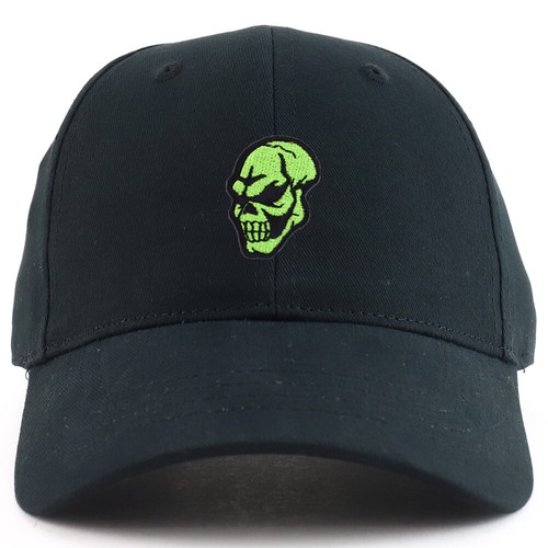 Kid's Green Skull Patch Youth Size Twill Cotton Structured Baseball Cap-FREESHIP - Picture 2 of 11
