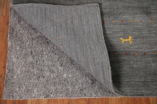 Wool Rug 7' 11'' X 5' 4'' Charcoal Gabbeh Oriental Handmade Dining Room Carpet - Picture 7 of 12