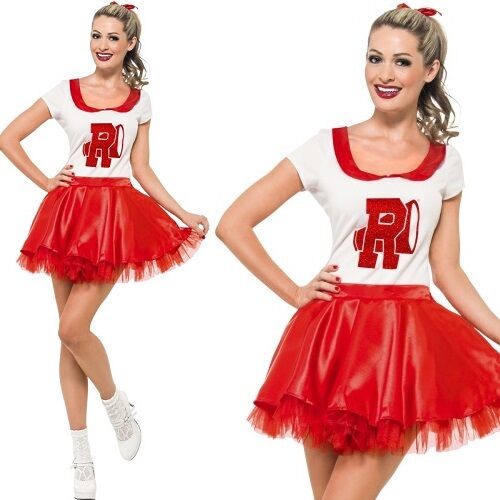 Ladies Licensed Grease Sandy Rydell Cheerleader Fancy Dress Costume by Smiffys - Picture 1 of 4