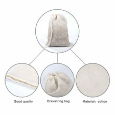 50-100 Pack Cotton Muslin White Drawstring Bags Large Bulk Herbs Tea Spice Bag