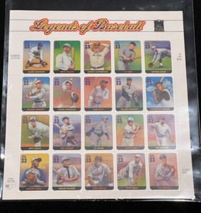 USPS 20 LEGENDS OF BASEBALL 33 CENT STAMPS Ruth Robinson Paige Gehrig Cobb Dean
