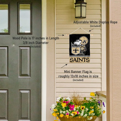 New Orleans Saints Sir Saint Mini Window Banner Hanging with Suction Cup - Picture 3 of 6