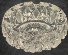 Vintage Lead Crystal American Brilliant 6" Cigar Ashtray Deep Cut