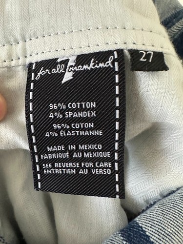 7 For All Mankind Denim Culotte Jumpsuit Striped Criss Cross Back Blue Womens 27 - Picture 10 of 10