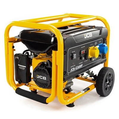 JCB Petrol Site Generator 3.6kW / 4.5kVA JCB Engine, Recoil Pull Start 230V