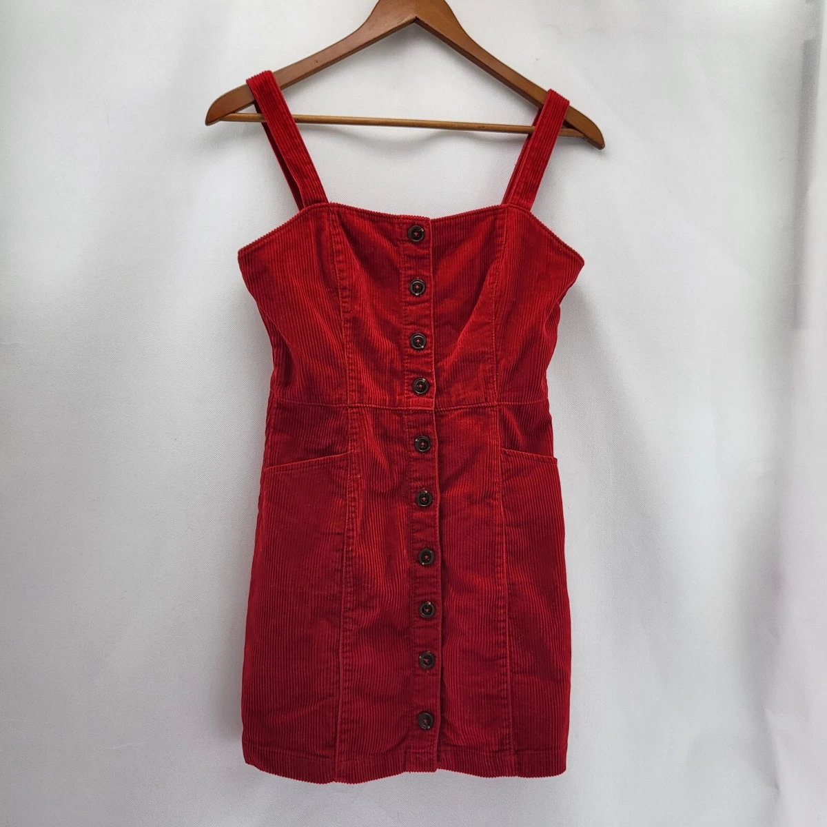 Forever 21 Women Size S Red Corduroy Pinafore Dress eBay