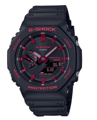 NEW Casio Men's G-Shock Black/RED ACCENT BLUETOOTH Dial Watch - GAB2100BNR-1A