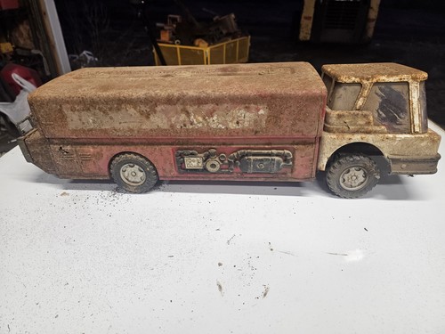 1960'S TEXACO GAS FUEL TANKER TRUCK PRESSED STEEL BROWN & BIGELOW. Vintage - Picture 7 of 9