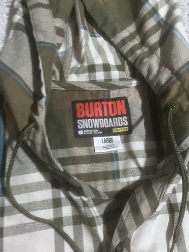 Burton Ruckus Flannel Hooded Shirt Long Sleeve Plaid Green / White Men's Size L - Picture 5 of 12