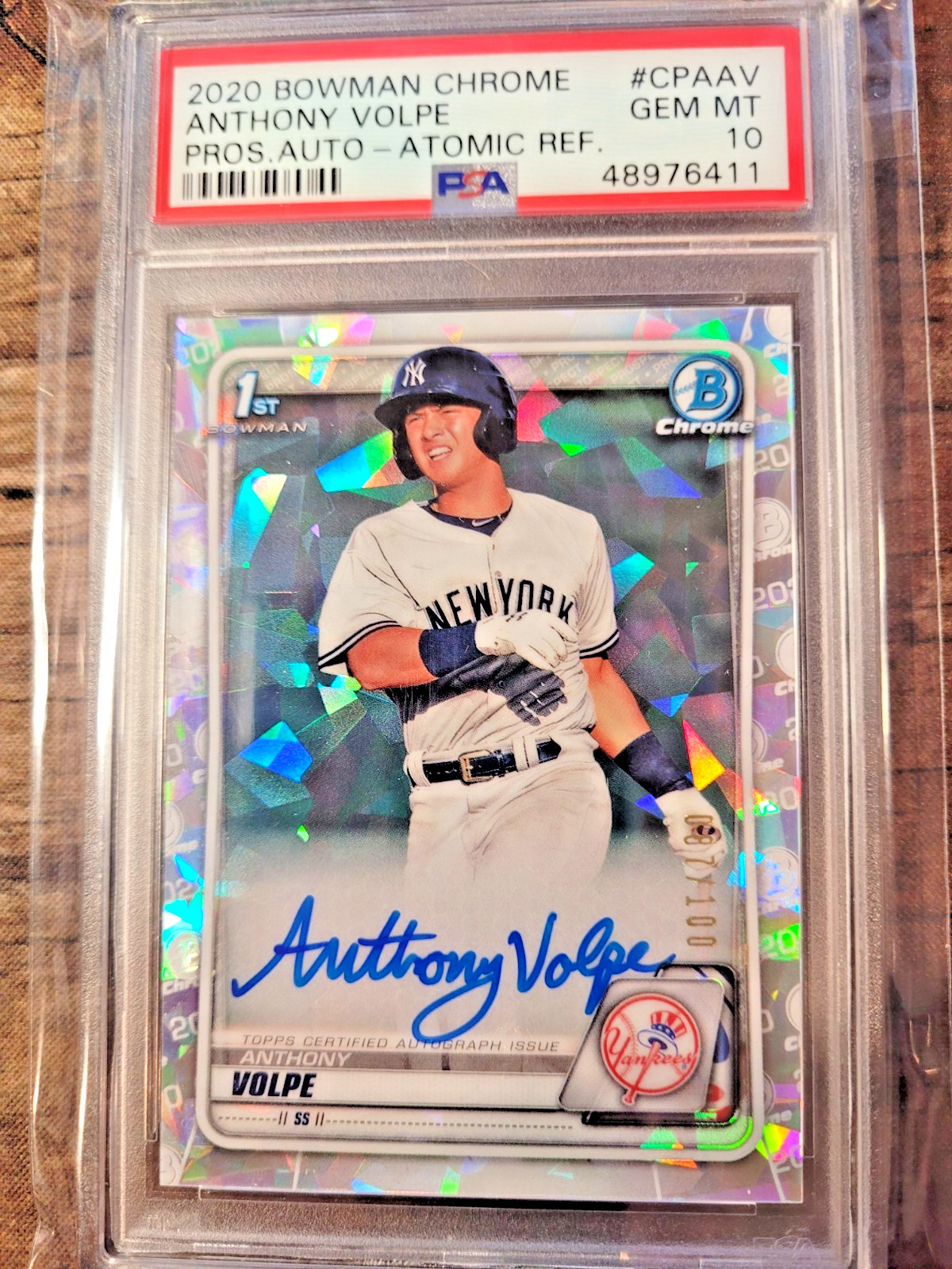 PSA 10 ANTHONY VOLPE AUTO 2020 Bowman Chrome ATOMIC REFRACTOR/100 RC GEM MINT 10