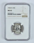 MS63 1964-D Washington Quarter NGC - Golden End of Roll Tone *4990