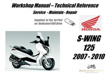 Honda S-WING125 S-WING 125 Service Repair Workshop Manual USB 2007 - 2010